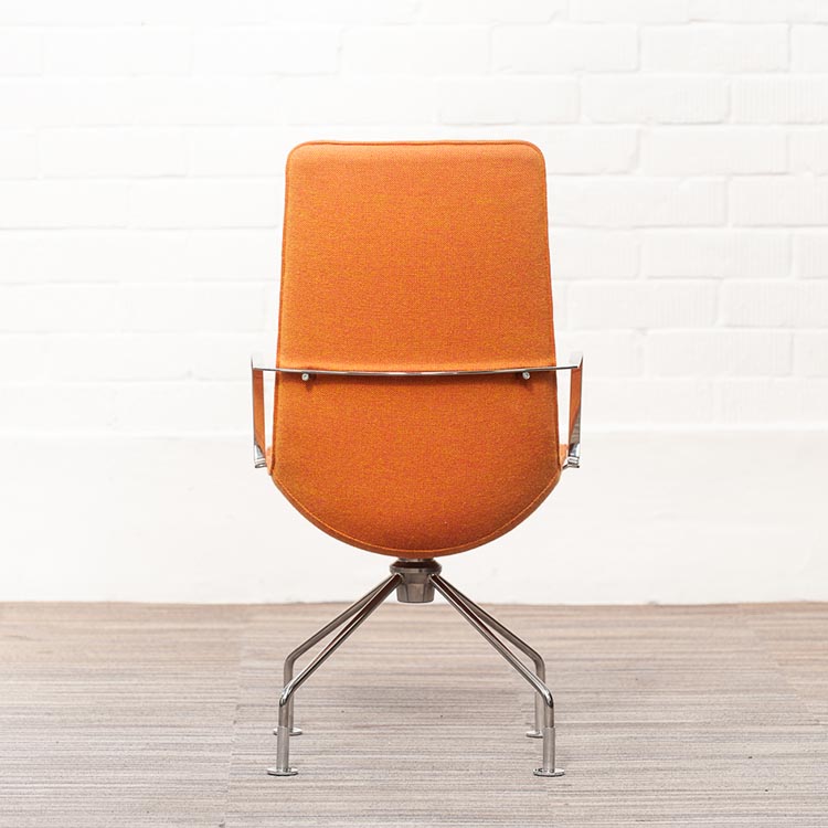 LAMMHULTS Comet Easy Chair Chaise lounge design Gunilla Allard - tissu orange / chrome quatre pieds – Image 7