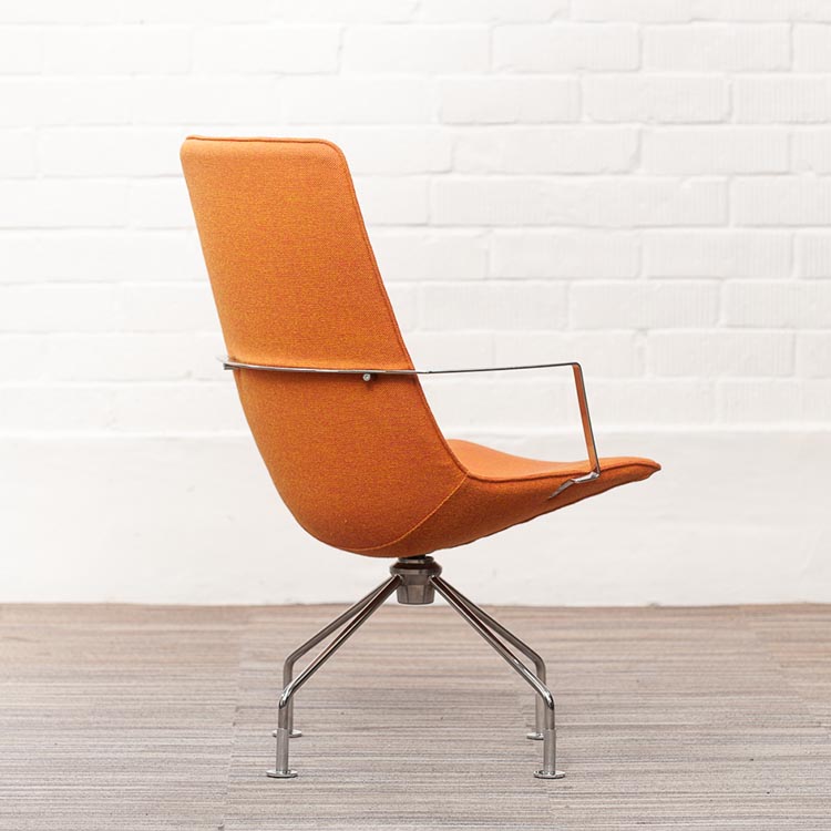 LAMMHULTS Comet Easy Chair Chaise lounge design Gunilla Allard - tissu orange / chrome quatre pieds – Image 8