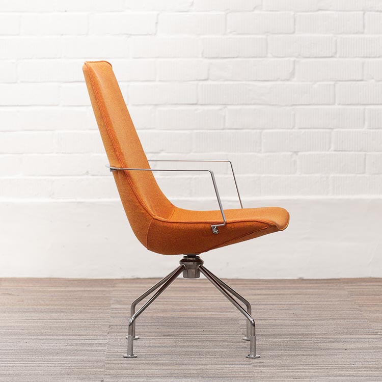LAMMHULTS Comet Easy Chair Chaise lounge design Gunilla Allard - tissu orange / chrome quatre pieds – Image 9