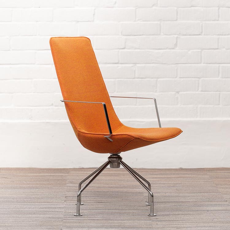 LAMMHULTS Comet Easy Chair Chaise lounge design Gunilla Allard - tissu orange / chrome quatre pieds – Image 10