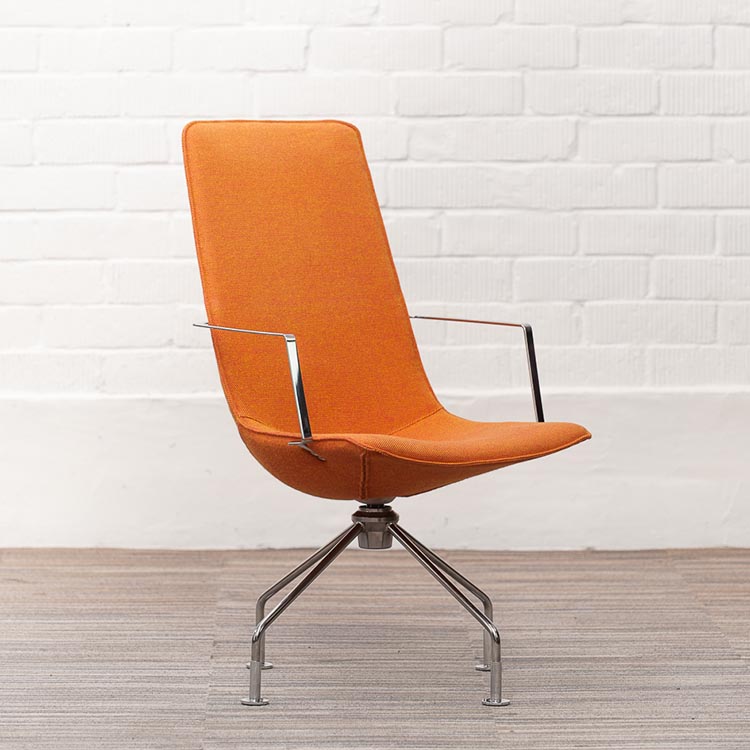 LAMMHULTS Comet Easy Chair Chaise lounge design Gunilla Allard - tissu orange / chrome quatre pieds – Image 11