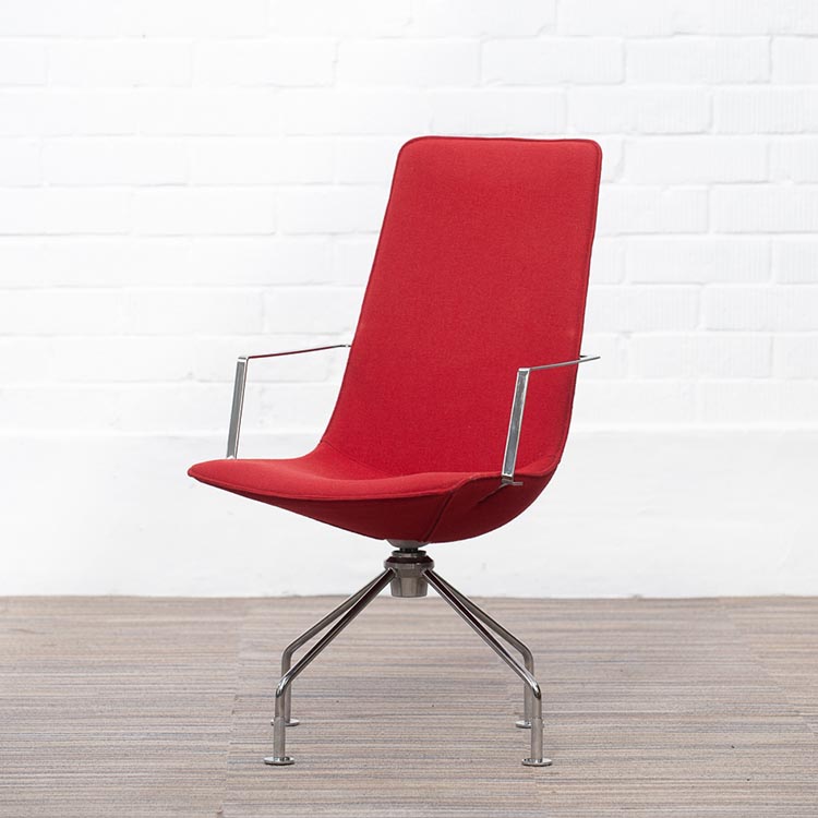 LAMMHULTS Comet Easy Chair Chaise lounge design Gunilla Allard - tissu rouge / chrome quatre pieds – Image 2