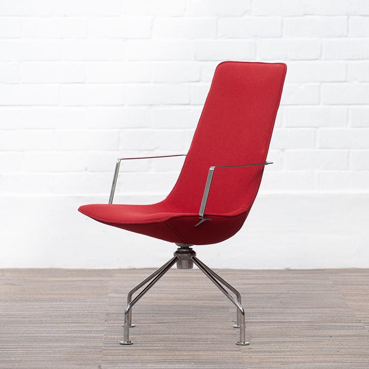 LAMMHULTS Comet Easy Chair Chaise lounge design Gunilla Allard - tissu rouge / chrome quatre pieds – Image 3