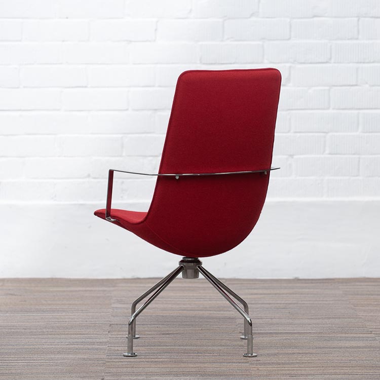 LAMMHULTS Comet Easy Chair Chaise lounge design Gunilla Allard - tissu rouge / chrome quatre pieds – Image 6