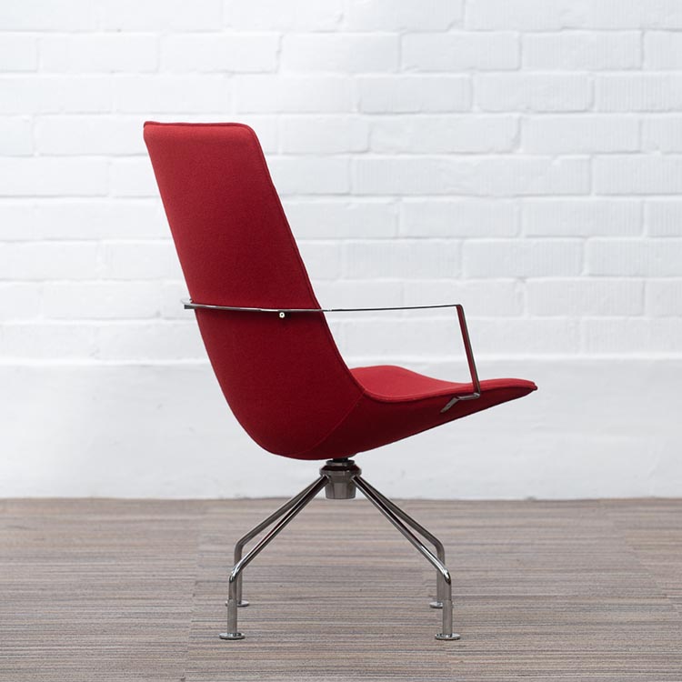 LAMMHULTS Comet Easy Chair Chaise lounge design Gunilla Allard - tissu rouge / chrome quatre pieds – Image 8
