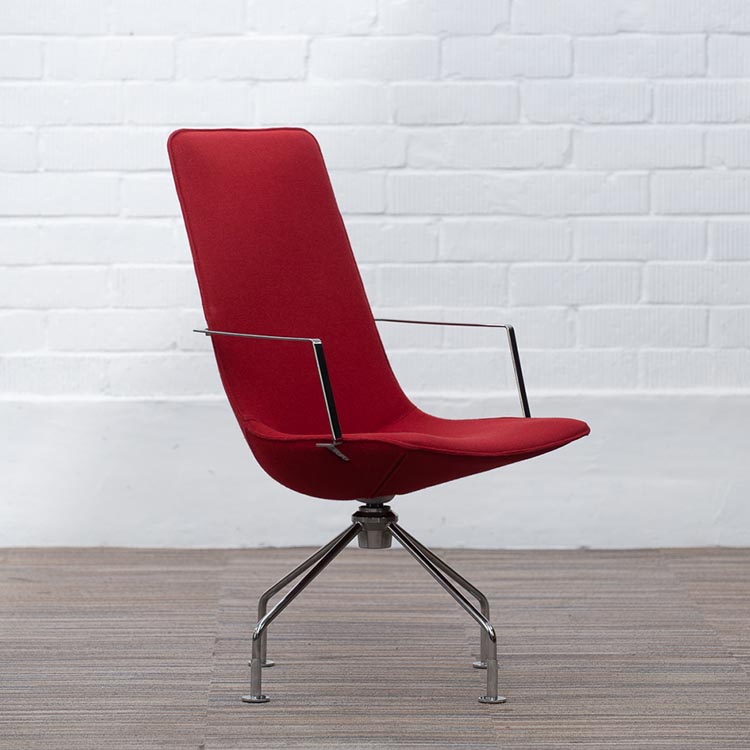 LAMMHULTS Comet Easy Chair Chaise lounge design Gunilla Allard - tissu rouge / chrome quatre pieds – Image 10