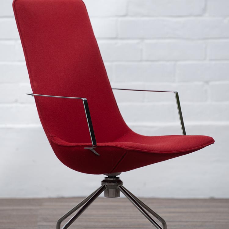 LAMMHULTS Comet Easy Chair Chaise lounge design Gunilla Allard - tissu rouge / chrome quatre pieds – Image 11
