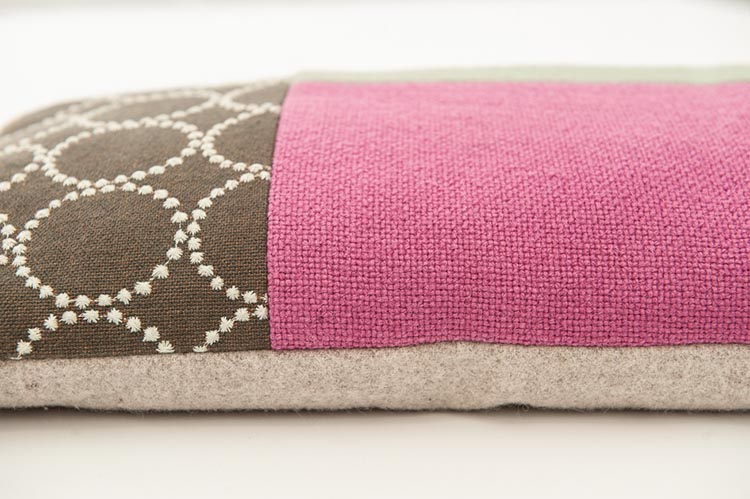 KUS-SEN Pillow design Susan van Heumen B50xL30 - grey, pink and green fabric - Image 6