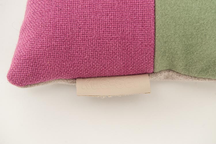 KUS-SEN Pillow design Susan van Heumen B50xL30 - grey, pink and green fabric - Image 7