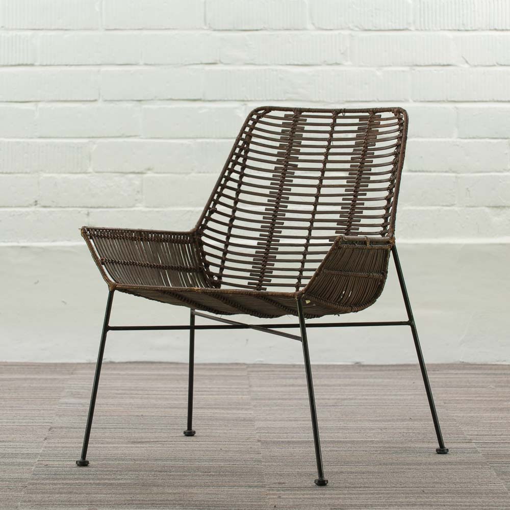 MAISON ET STYLES Fauteuil - rotin bruin / métal noir quatre pieds – Image 2