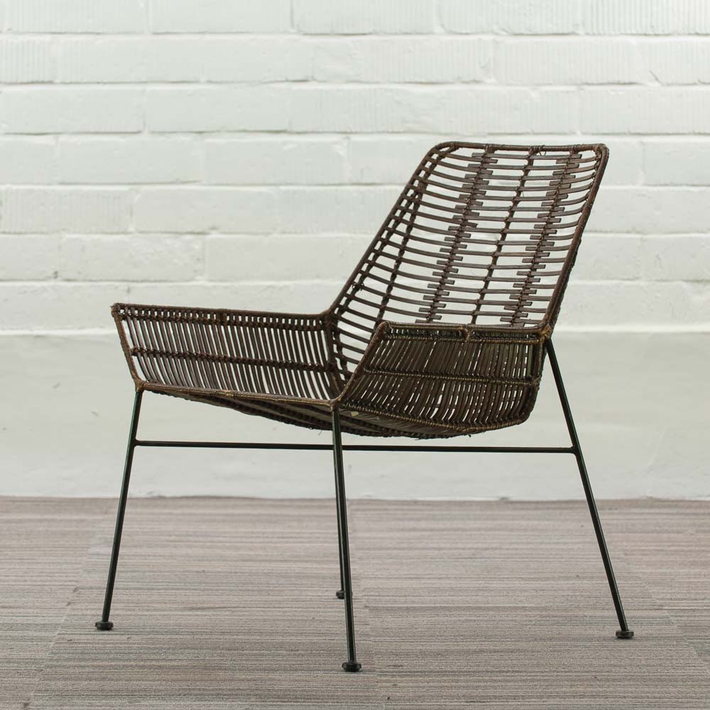 MAISON ET STYLES Fauteuil - rotin bruin / métal noir quatre pieds – Image 3