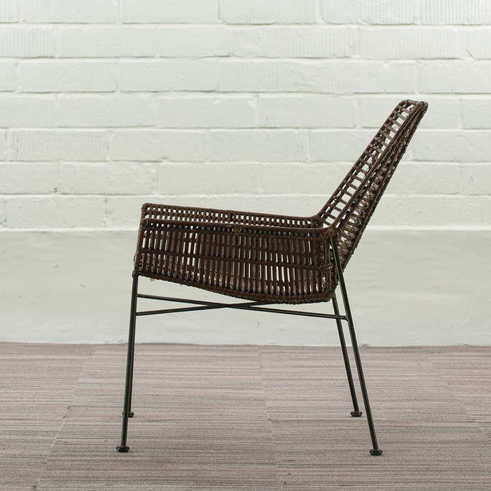 MAISON ET STYLES Fauteuil - rotin bruin / métal noir quatre pieds – Image 4