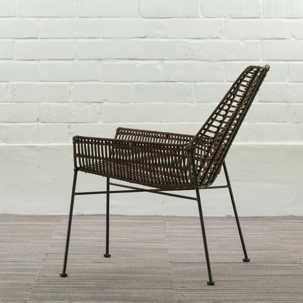 MAISON ET STYLES Fauteuil - rotin bruin / métal noir quatre pieds – Image 5