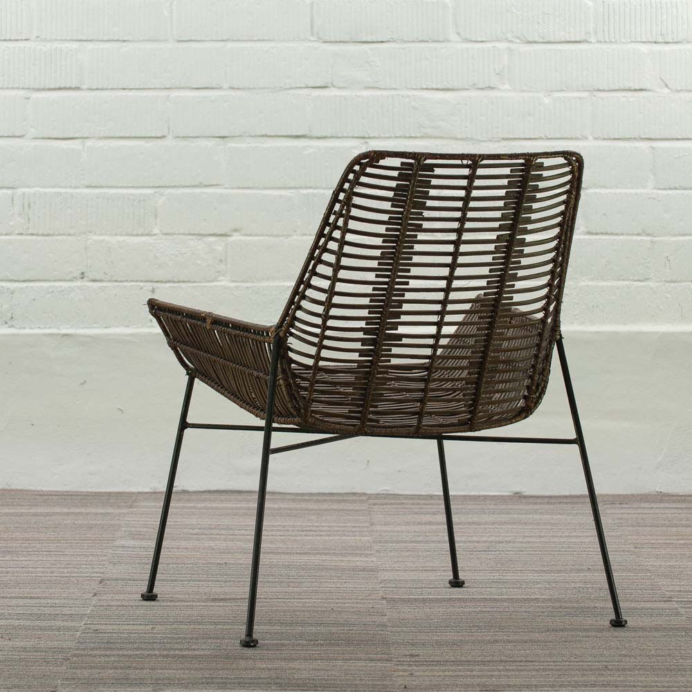 MAISON ET STYLES Fauteuil - rotin bruin / métal noir quatre pieds – Image 7