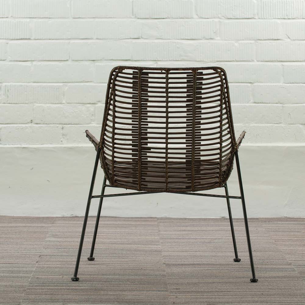 MAISON ET STYLES Fauteuil - rotin bruin / métal noir quatre pieds – Image 8