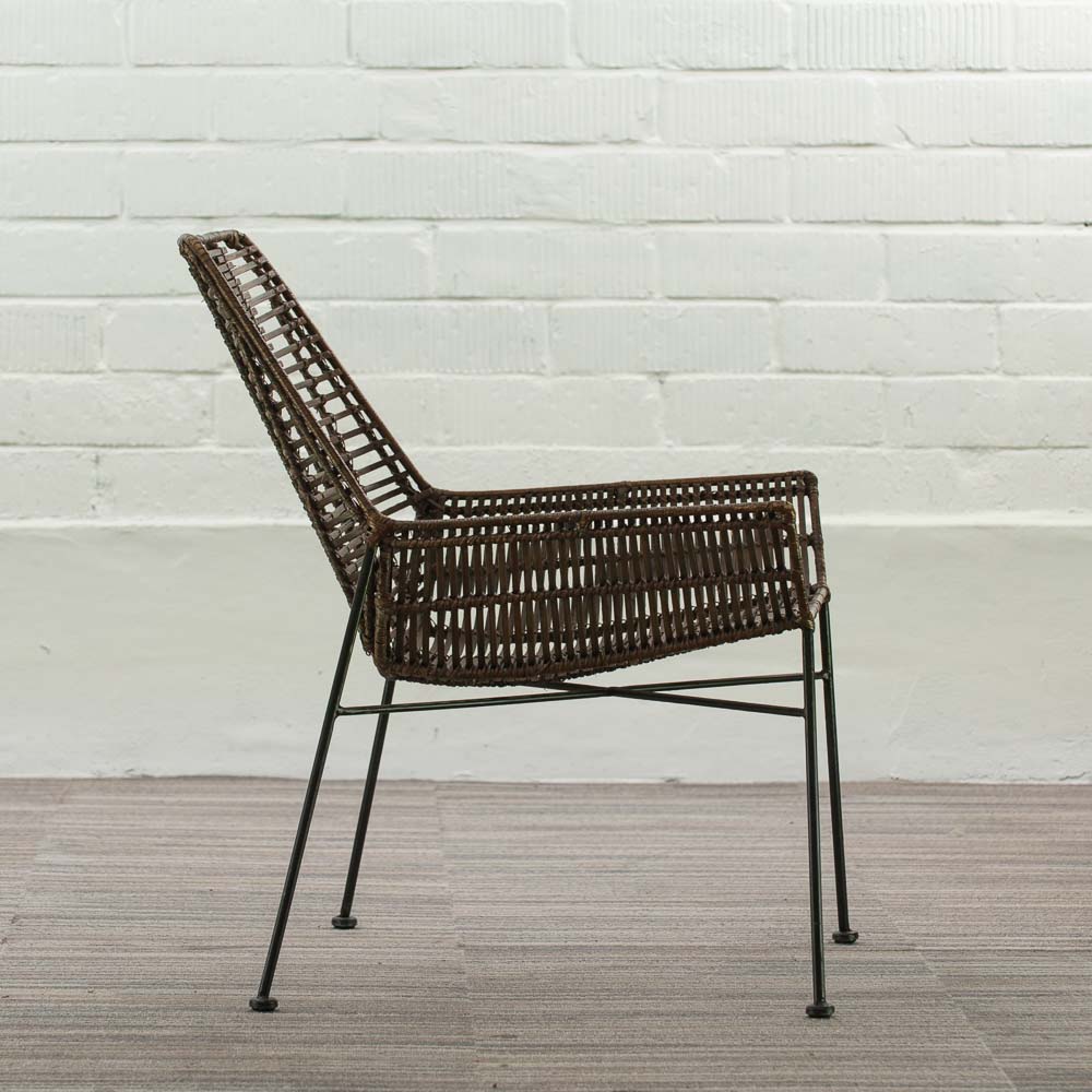 MAISON ET STYLES Fauteuil - rotin bruin / métal noir quatre pieds – Image 10