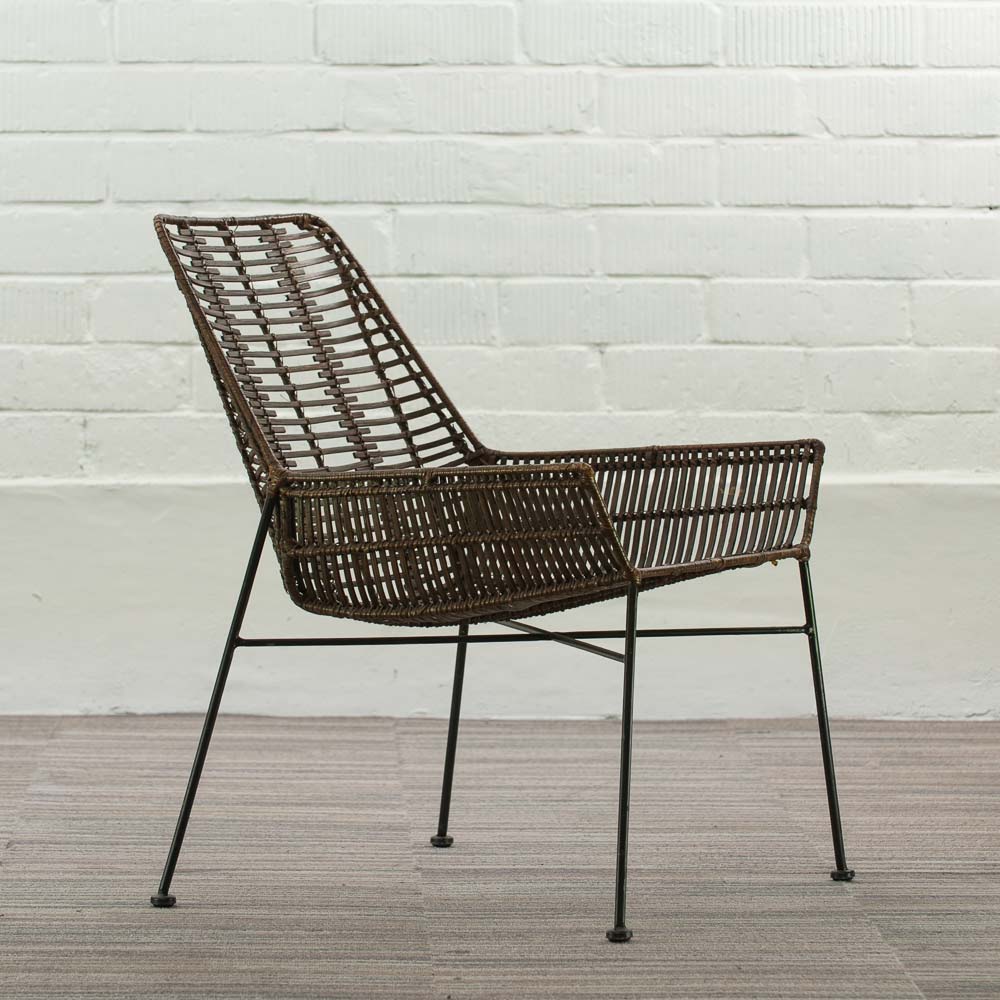 MAISON ET STYLES Fauteuil - rotin bruin / métal noir quatre pieds – Image 11