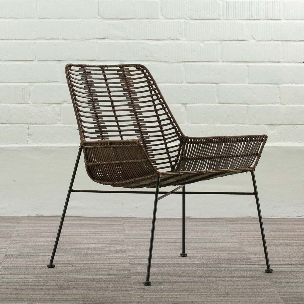 MAISON ET STYLES Fauteuil - rotin bruin / métal noir quatre pieds – Image 12
