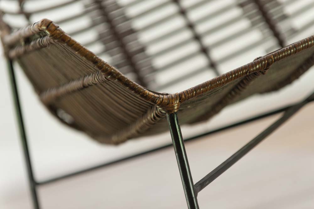 MAISON ET STYLES Fauteuil - rotin bruin / métal noir quatre pieds – Image 17