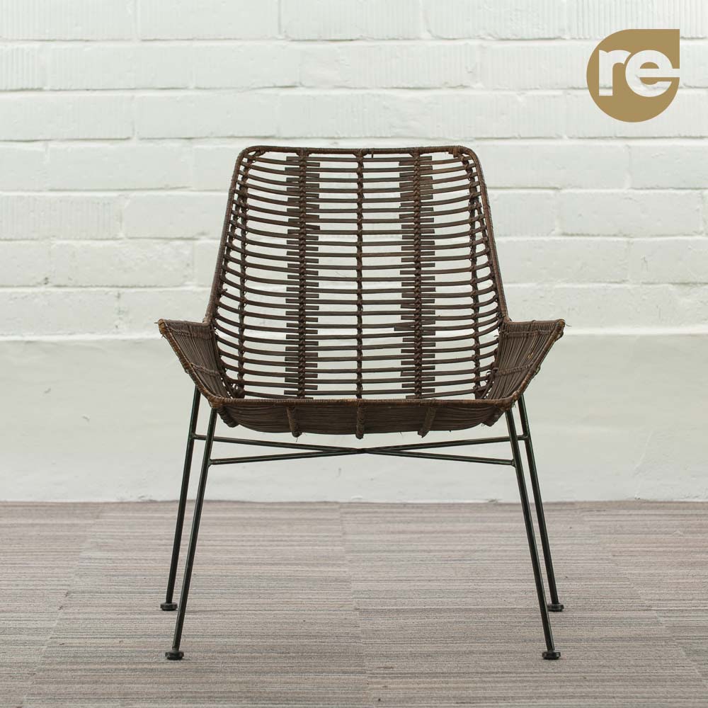MAISON ET STYLES Fauteuil - rotin bruin / métal noir quatre pieds