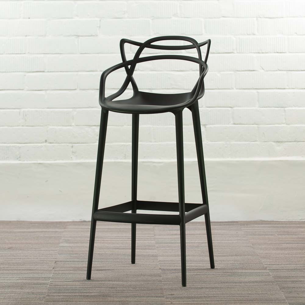 KARTELL Masters Stool Tabouret de bar design Philippe Starck and Eugeni Quitllet - plastique noir / plastique noir quatre pieds – Image 2