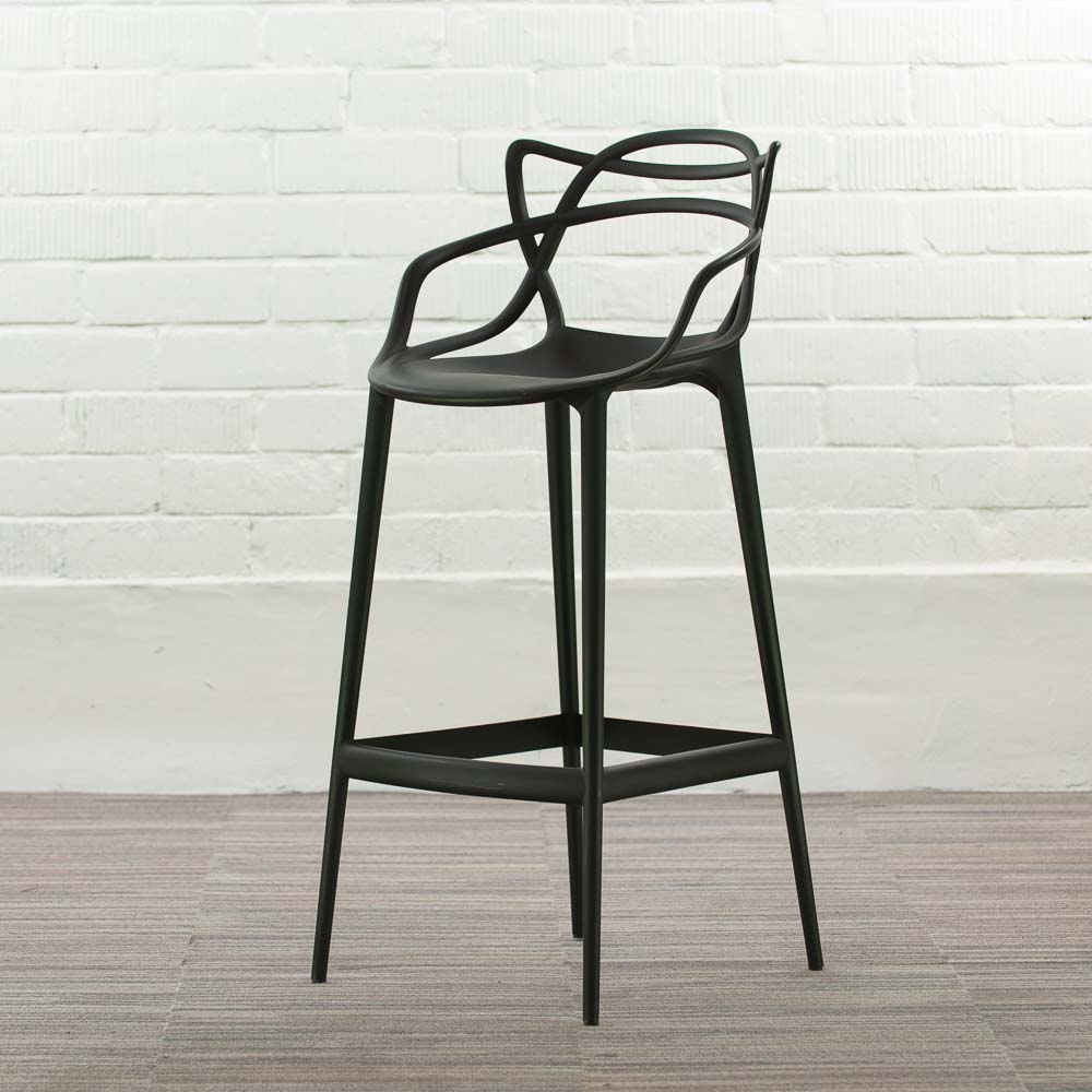 KARTELL Masters Stool Tabouret de bar design Philippe Starck and Eugeni Quitllet - plastique noir / plastique noir quatre pieds – Image 3