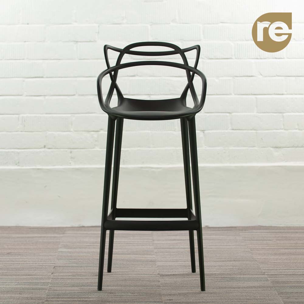 KARTELL Masters Stool Tabouret de bar design Philippe Starck and Eugeni Quitllet - plastique noir / plastique noir quatre pieds