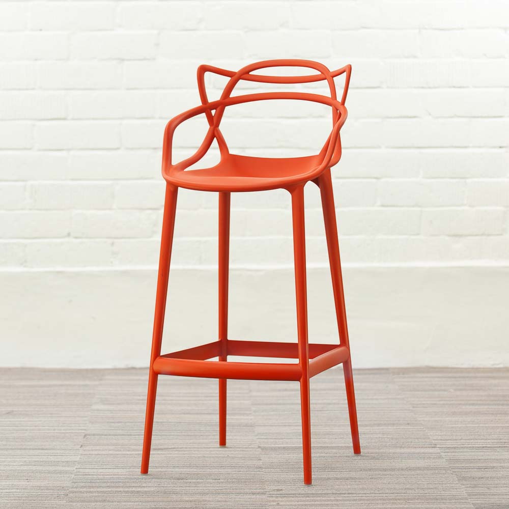 KARTELL Masters Stool Tabouret de bar design Philippe Starck and Eugeni Quitllet - plastique rouge russet / plastique rouge russet quatre pieds – Image 2