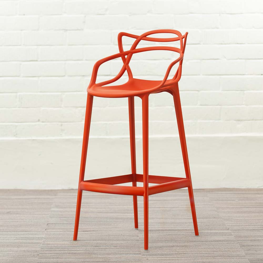 KARTELL Masters Stool Tabouret de bar design Philippe Starck and Eugeni Quitllet - plastique rouge russet / plastique rouge russet quatre pieds – Image 3