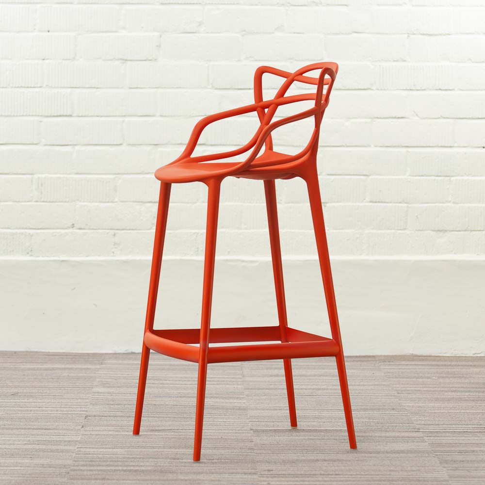 KARTELL Masters Stool Tabouret de bar design Philippe Starck and Eugeni Quitllet - plastique rouge russet / plastique rouge russet quatre pieds – Image 4