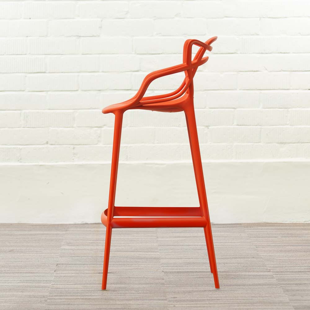 KARTELL Masters Stool Tabouret de bar design Philippe Starck and Eugeni Quitllet - plastique rouge russet / plastique rouge russet quatre pieds – Image 5