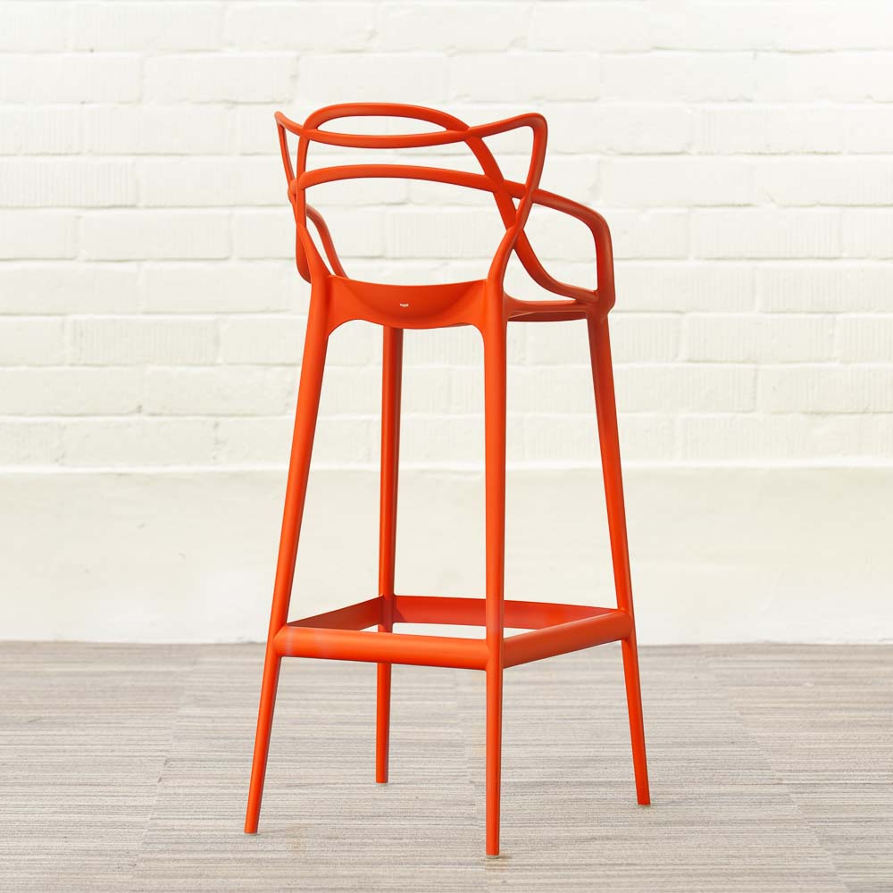 KARTELL Masters Stool Tabouret de bar design Philippe Starck and Eugeni Quitllet - plastique rouge russet / plastique rouge russet quatre pieds – Image 10