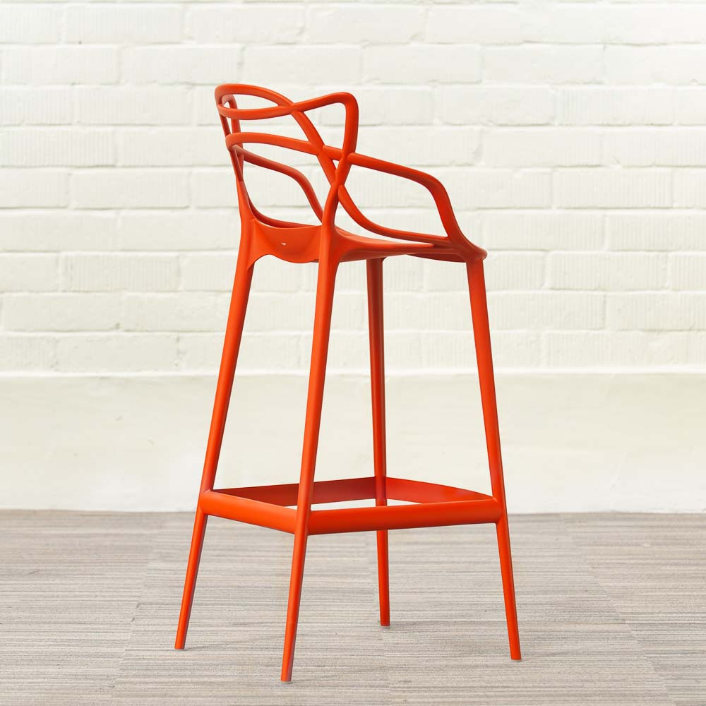 KARTELL Masters Stool Tabouret de bar design Philippe Starck and Eugeni Quitllet - plastique rouge russet / plastique rouge russet quatre pieds – Image 11
