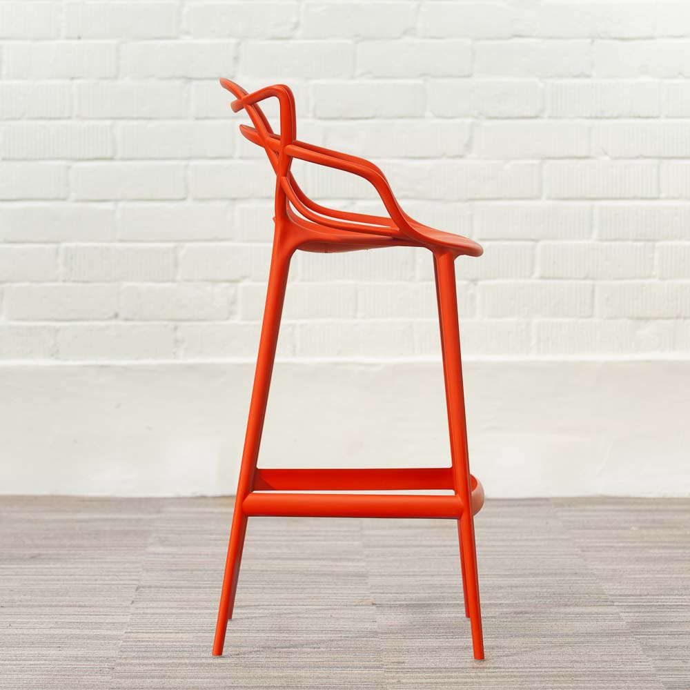 KARTELL Masters Stool Tabouret de bar design Philippe Starck and Eugeni Quitllet - plastique rouge russet / plastique rouge russet quatre pieds – Image 12