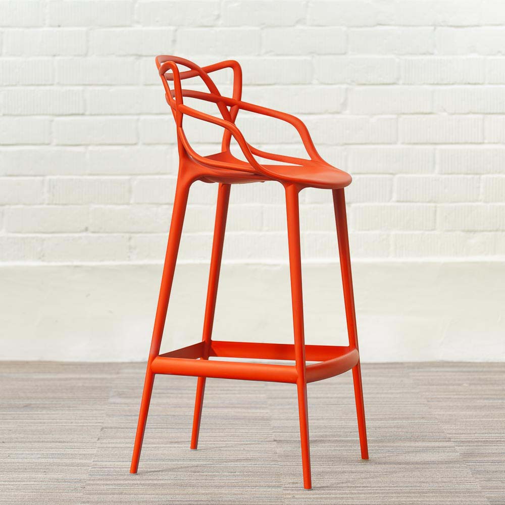 KARTELL Masters Stool Tabouret de bar design Philippe Starck and Eugeni Quitllet - plastique rouge russet / plastique rouge russet quatre pieds – Image 13