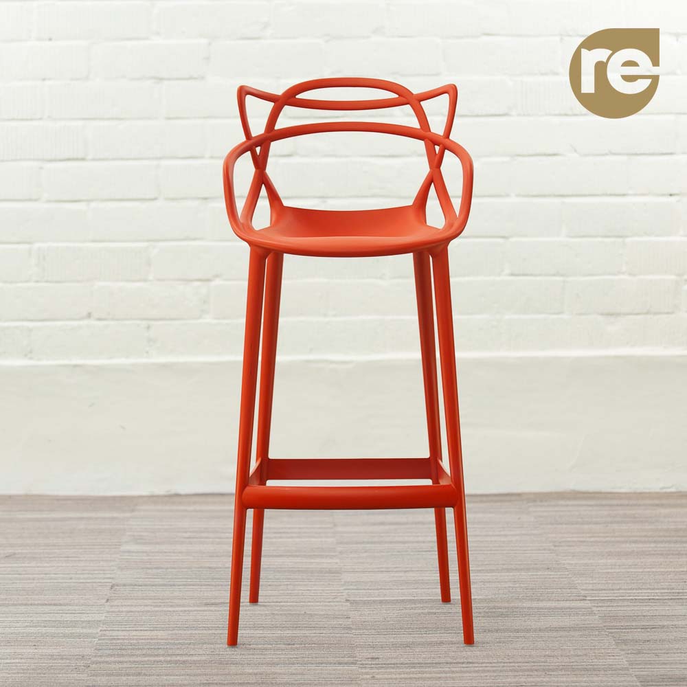 KARTELL Masters Stool Tabouret de bar design Philippe Starck and Eugeni Quitllet - plastique rouge russet / plastique rouge russet quatre pieds