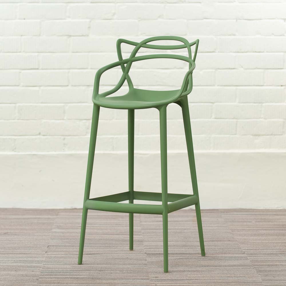 KARTELL Masters Stool Tabouret de bar design Philippe Starck and Eugeni Quitllet - platique vert sauge / platique vert sauge quatre pieds – Image 2