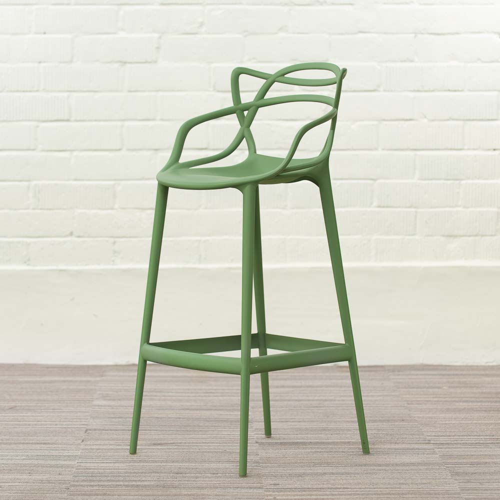 KARTELL Masters Stool Tabouret de bar design Philippe Starck and Eugeni Quitllet - platique vert sauge / platique vert sauge quatre pieds – Image 3