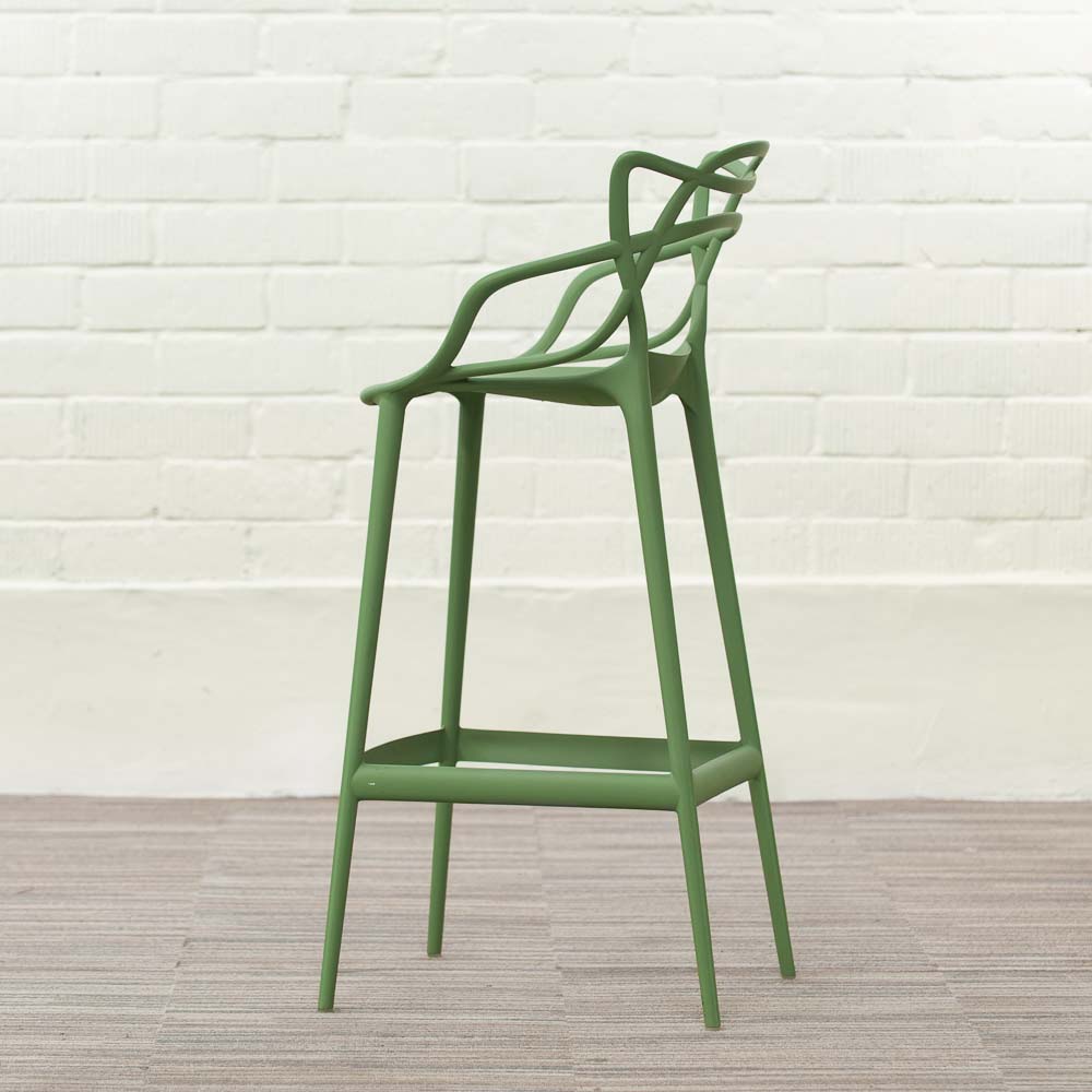 KARTELL Masters Stool Tabouret de bar design Philippe Starck and Eugeni Quitllet - platique vert sauge / platique vert sauge quatre pieds – Image 5