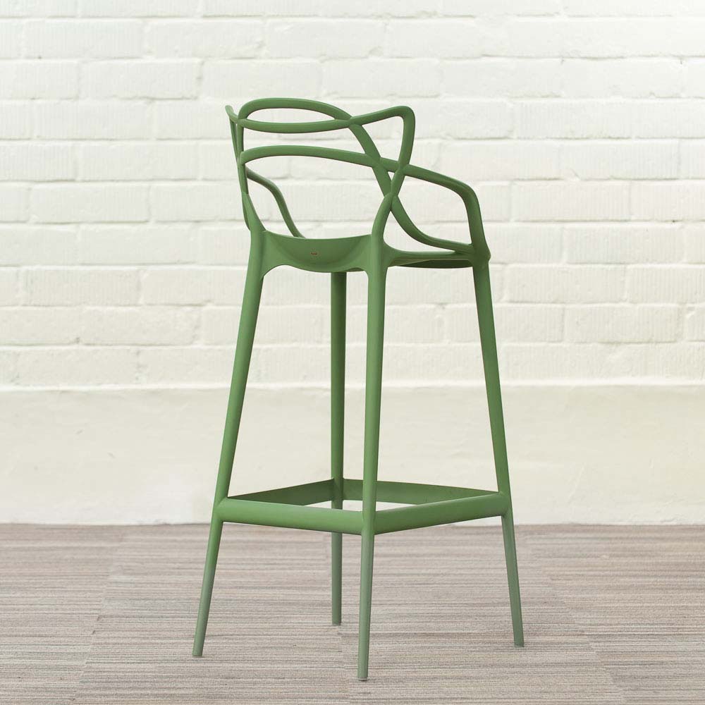 KARTELL Masters Stool Tabouret de bar design Philippe Starck and Eugeni Quitllet - platique vert sauge / platique vert sauge quatre pieds – Image 9