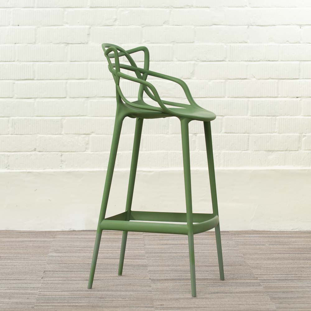 KARTELL Masters Stool Tabouret de bar design Philippe Starck and Eugeni Quitllet - platique vert sauge / platique vert sauge quatre pieds – Image 12