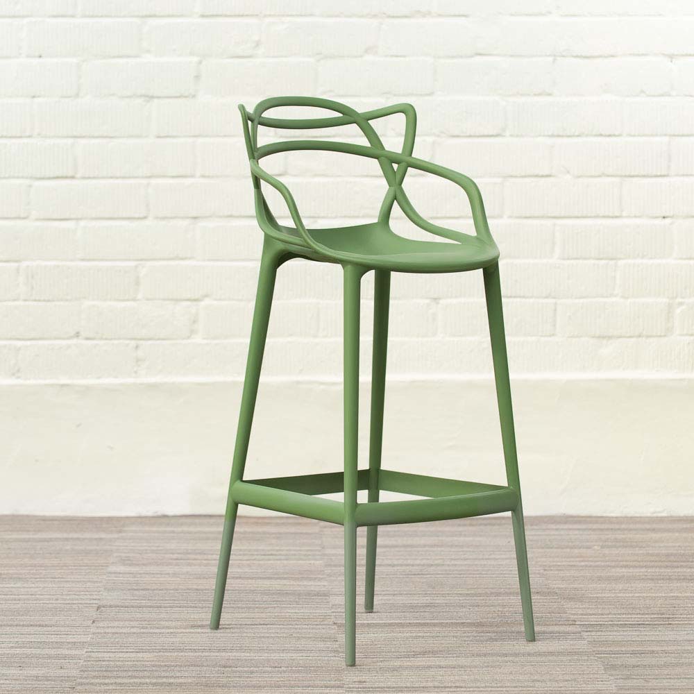 KARTELL Masters Stool Tabouret de bar design Philippe Starck and Eugeni Quitllet - platique vert sauge / platique vert sauge quatre pieds – Image 14