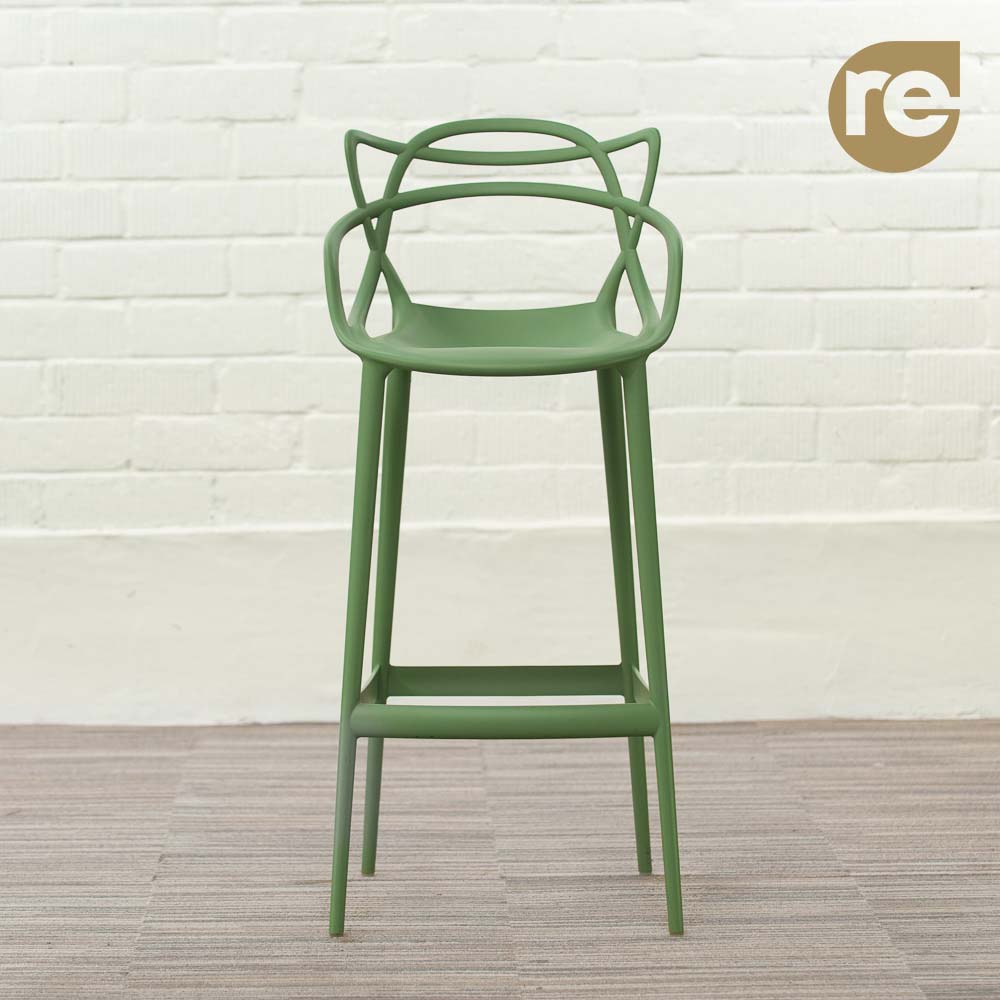 KARTELL Masters Stool Tabouret de bar design Philippe Starck and Eugeni Quitllet - platique vert sauge / platique vert sauge quatre pieds