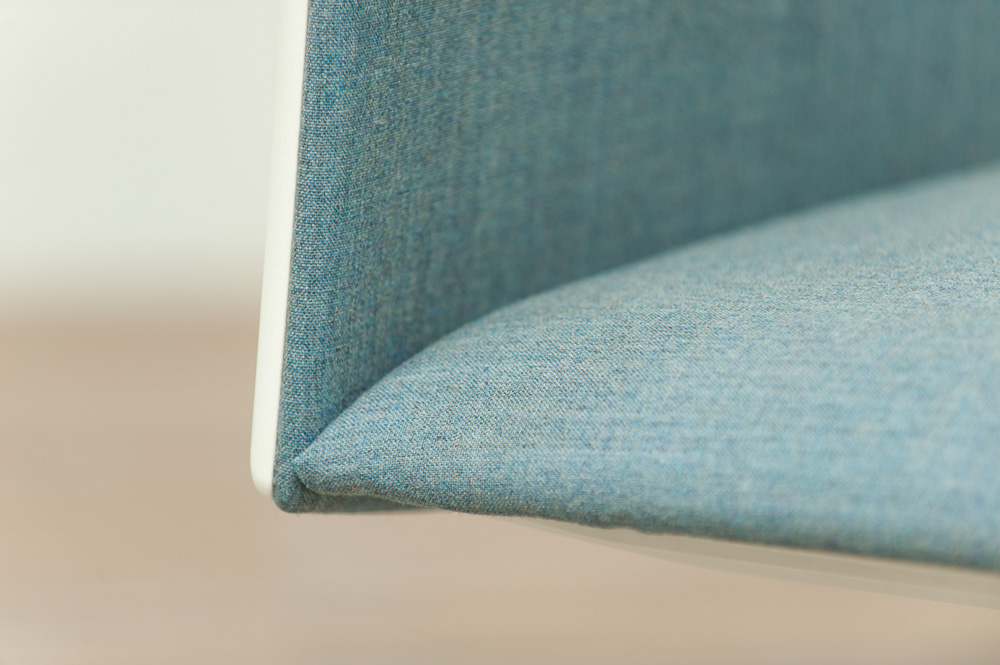 ARPER Kinesit Bureaustoel design Lievore Altherr Molina - blauw stof en wit kunststof achterkant / wit metalen sterpoot - Afbeelding 13