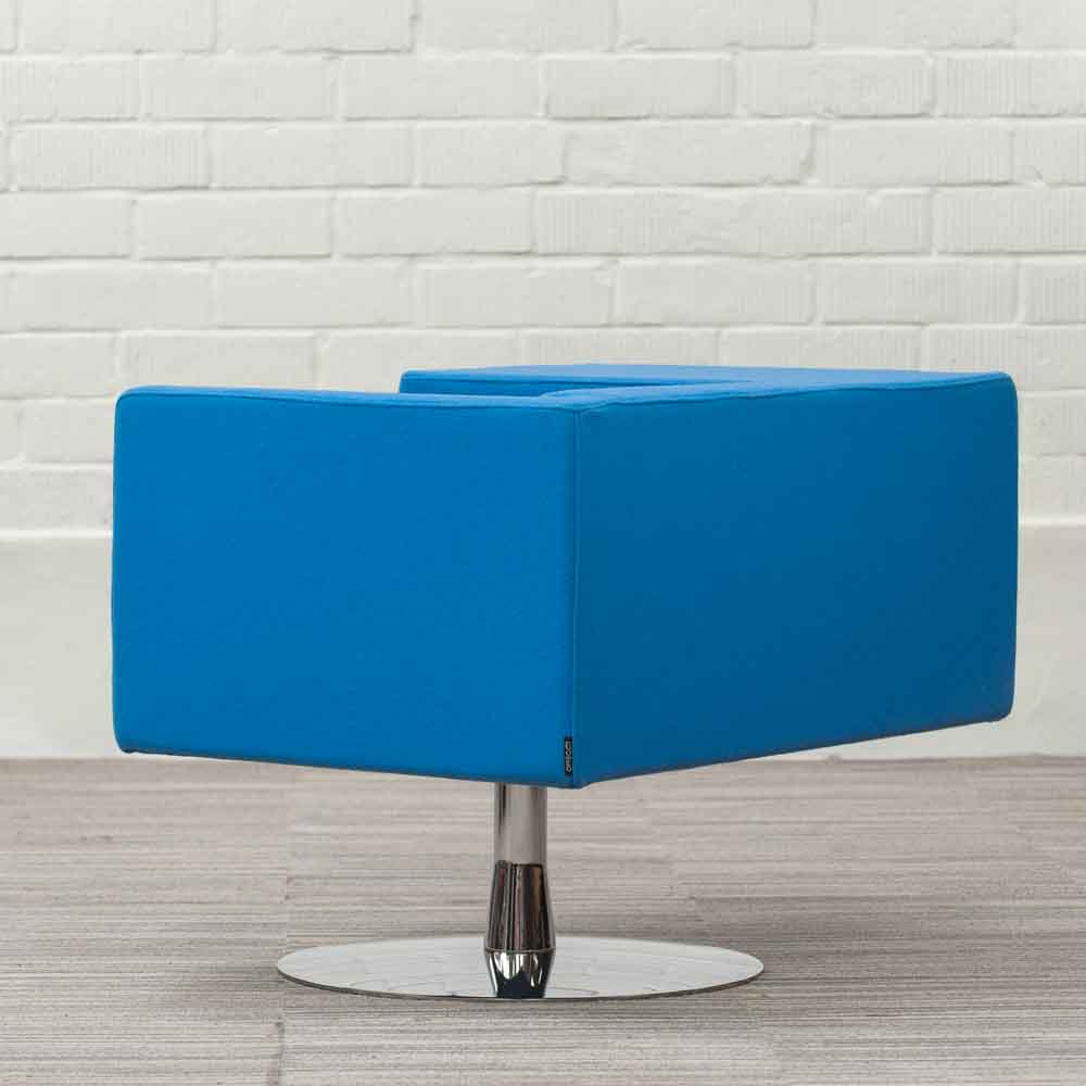 OFFECCT Solitaire Fauteuil design Alfredo Häberli - tissu bleu / chrome plaque de base – Image 8