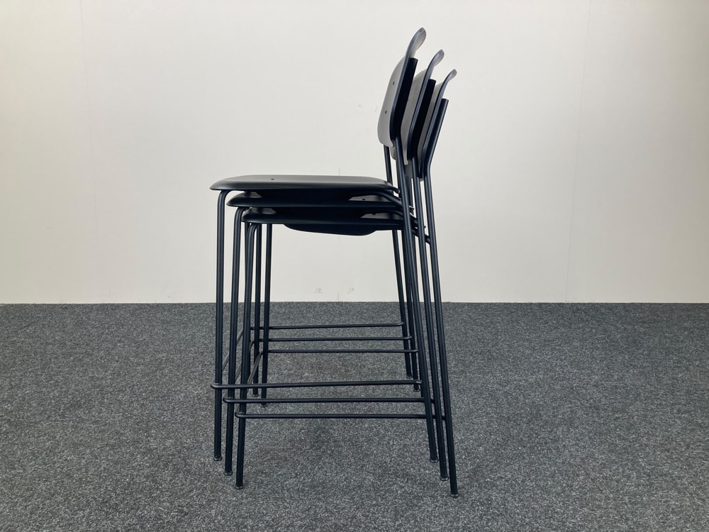 HAY Soft Edge 95 Tabouret de bar design Iskos-Berlin empilable - plastique noir / acier noir quatre pieds – Image 12