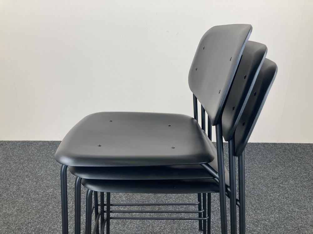 HAY Soft Edge 95 Tabouret de bar design Iskos-Berlin empilable - plastique noir / acier noir quatre pieds – Image 23