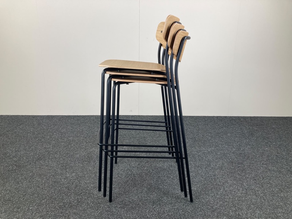 INCLASS Lea 0430 Tabouret de bar empilable - bois / métal noir quatre pieds – Image 12