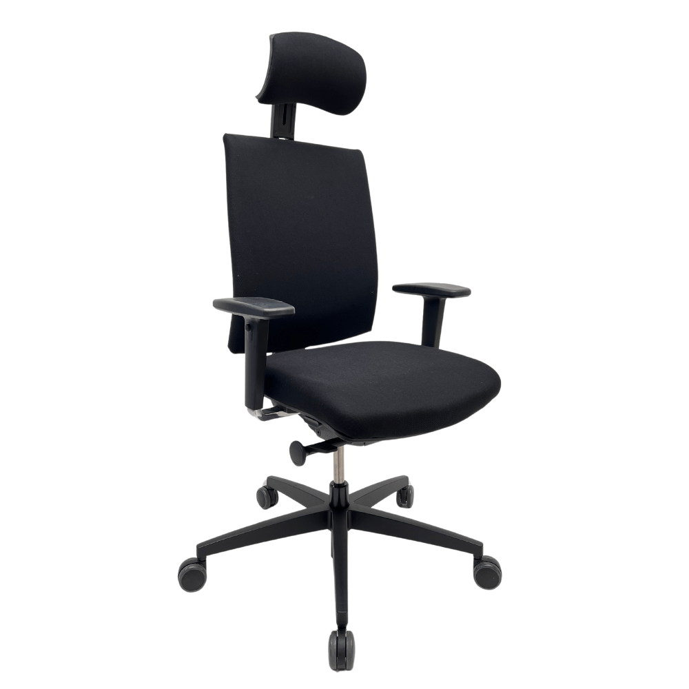 OSMOZ Bedimo Chaise de bureau avec appui-tête et nouveau revêtement en tissu. - tissu noir / base croisée – Image 2
