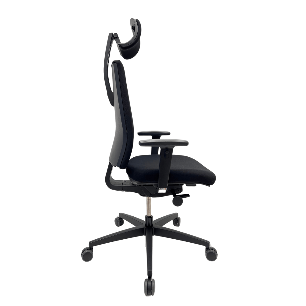 OSMOZ Bedimo Chaise de bureau avec appui-tête et nouveau revêtement en tissu. - tissu noir / base croisée – Image 3